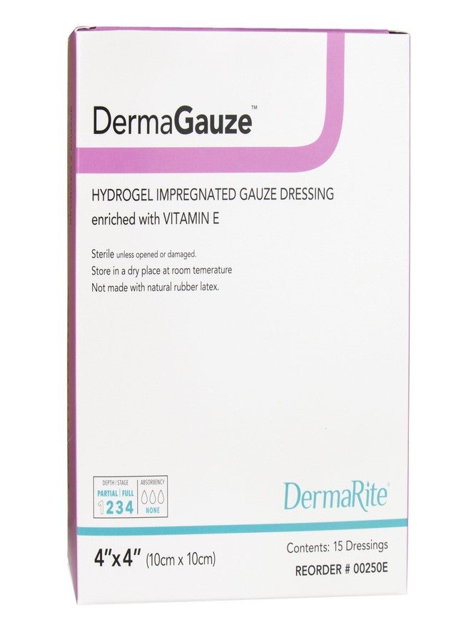 DermaRite's DermaGauze Hydrogel Impregnated Gauze Dressing - Moist Wound Healing and Autolytic Debridement Support - 4 in. x 4 in., 1 Count, 15 Packs, 15 Total - Image 1
